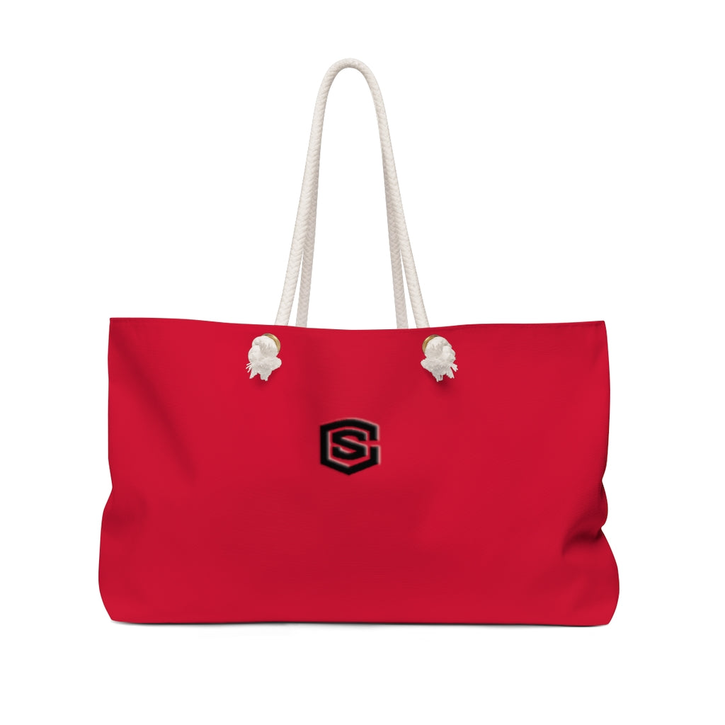 Red Weekender Bag Black Logo