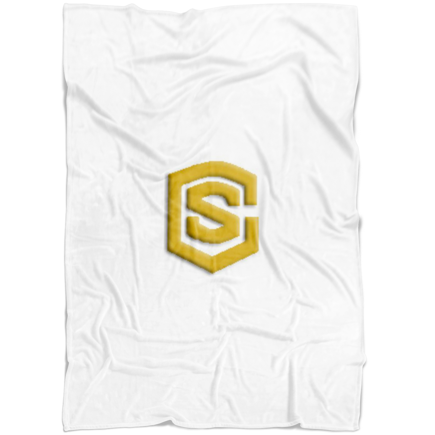 White Fleece Blanket Gold Logo