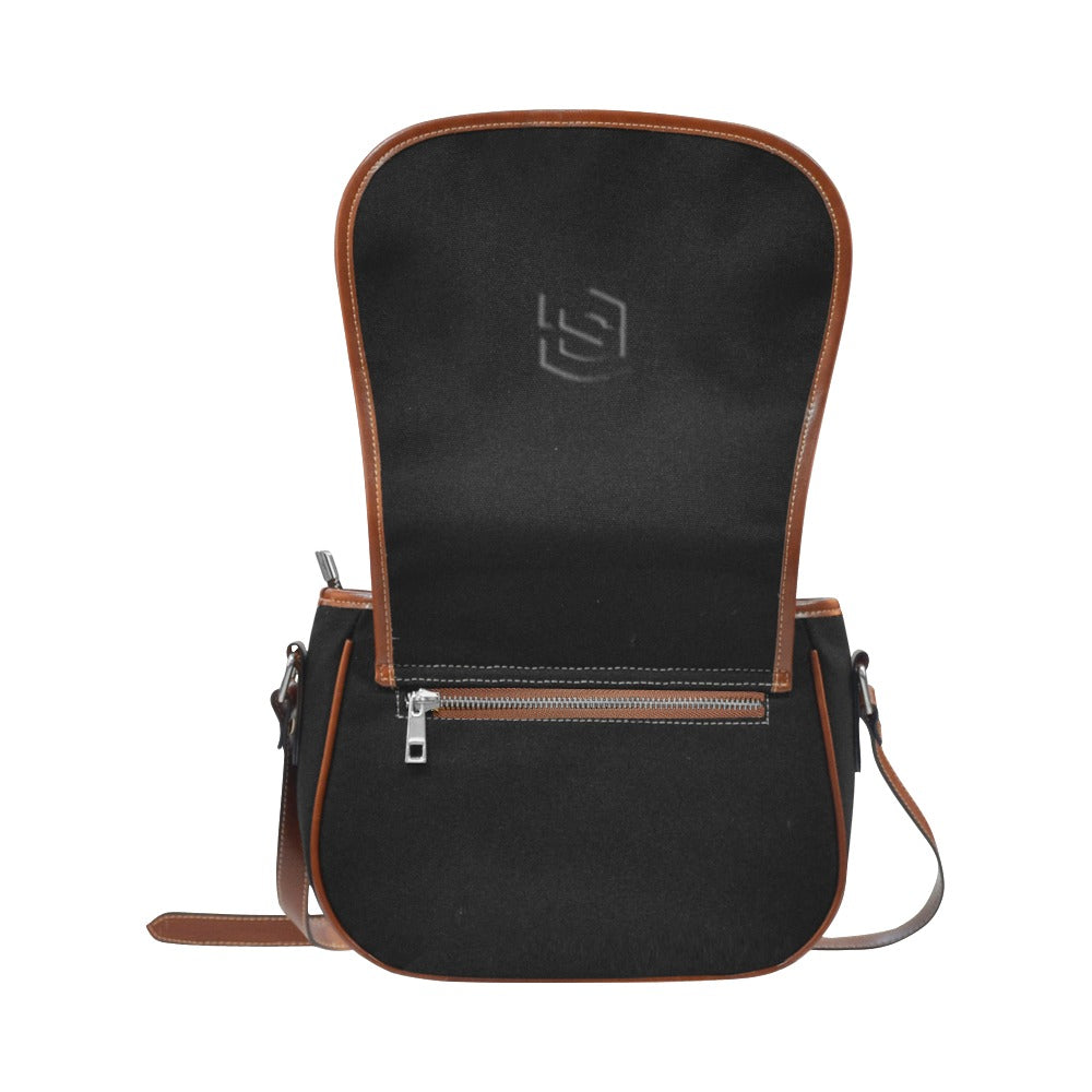 BLACK Saddle Bag WITH BLACK LOGO Saddle Bag (Model 1649) (Small)