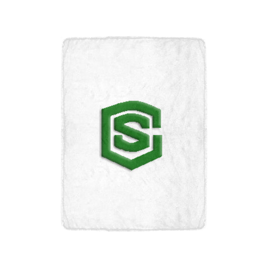 White Ultra-Soft Micro Fleece Blanket with Green Logo Ultra-Soft Micro Fleece Blanket 30"x40"