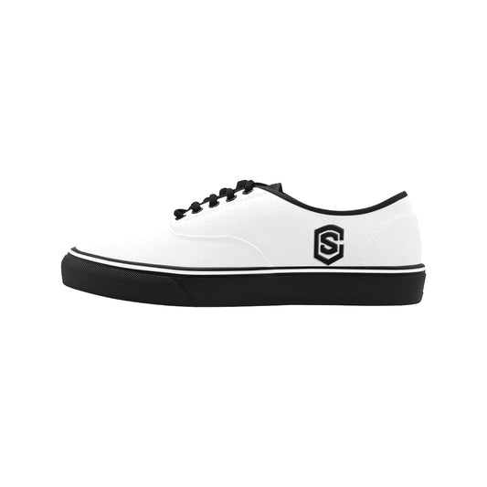black logo Classic Men's Canvas Low Top Shoes/Large (Model E001-4)