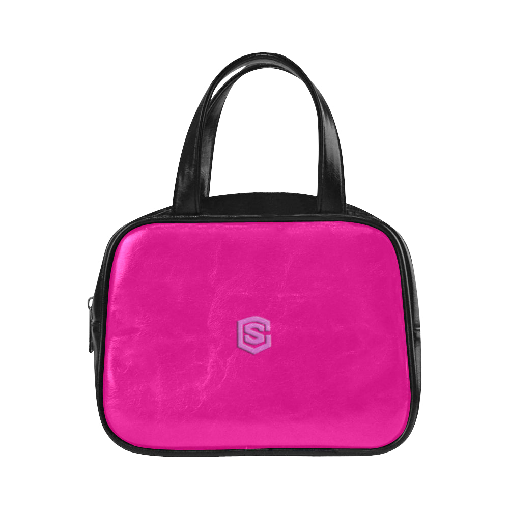 PURPLE LEATHER TOP HANDLE HANDBAG pink logo Leather Top Handle Handbag (Model 1662)