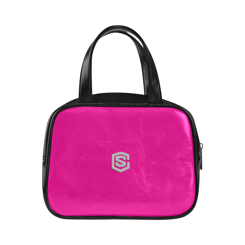 PURPLE LEATHER TOP HANDLE HANDBAG silver logo Leather Top Handle Handbag (Model 1662)