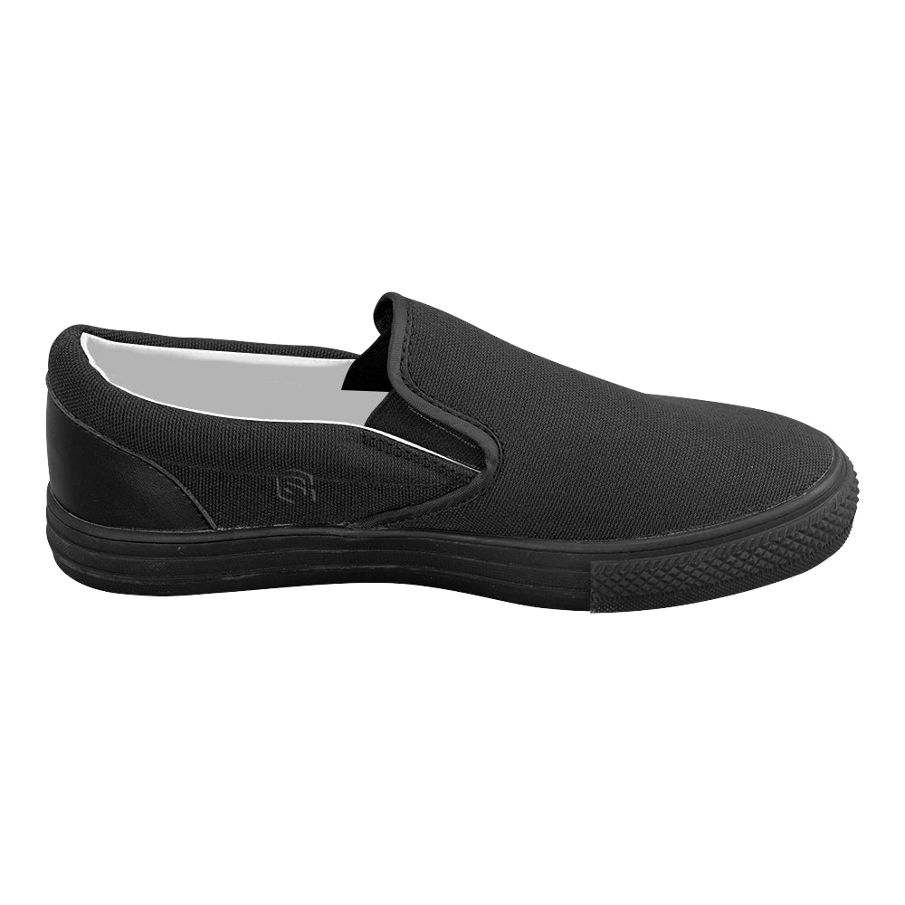 black logo Women's Slip-on Canvas Shoes (Model 019)