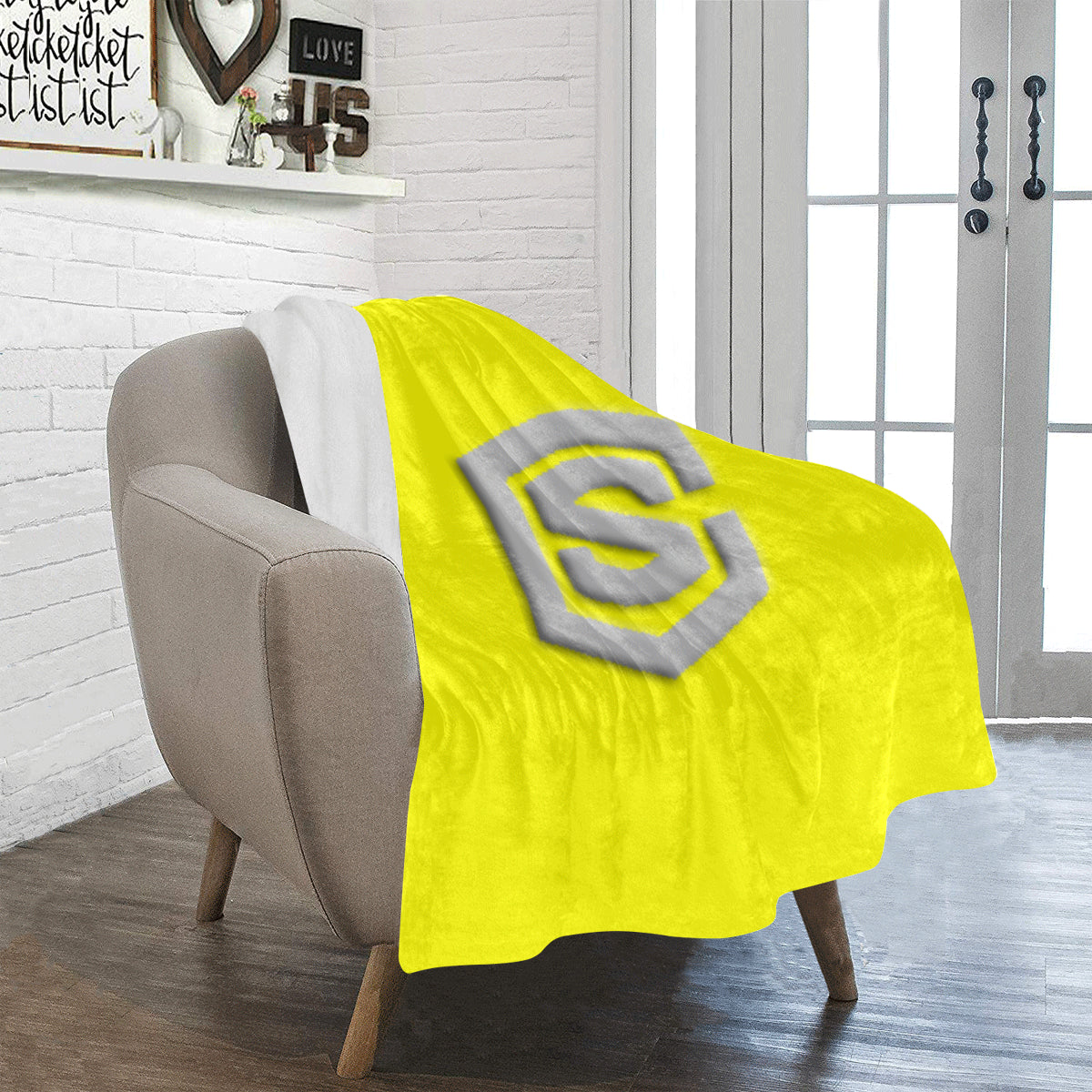 Yellow Ultra-Soft Micro Fleece Blanket with Silver Logo Ultra-Soft Micro Fleece Blanket 30"x40"