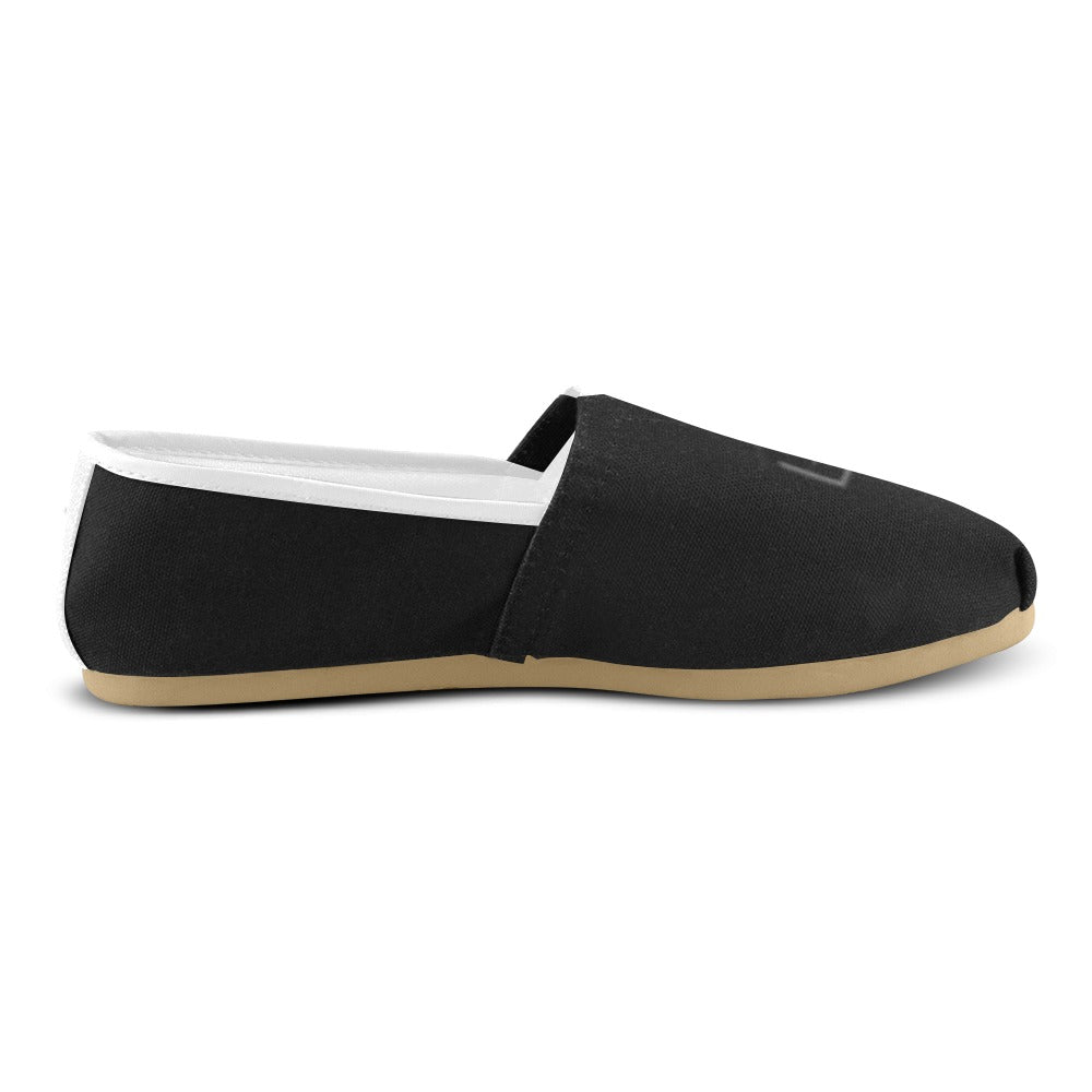 BLACK Casual Canvas Women's WITH BLACK LOGO Casual Canvas Women's Shoes (Model 004) (Designs are mirrored)