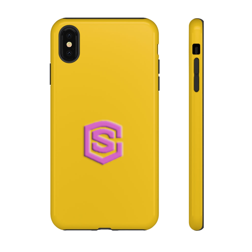 Yellow Tough Cases Pink Logo