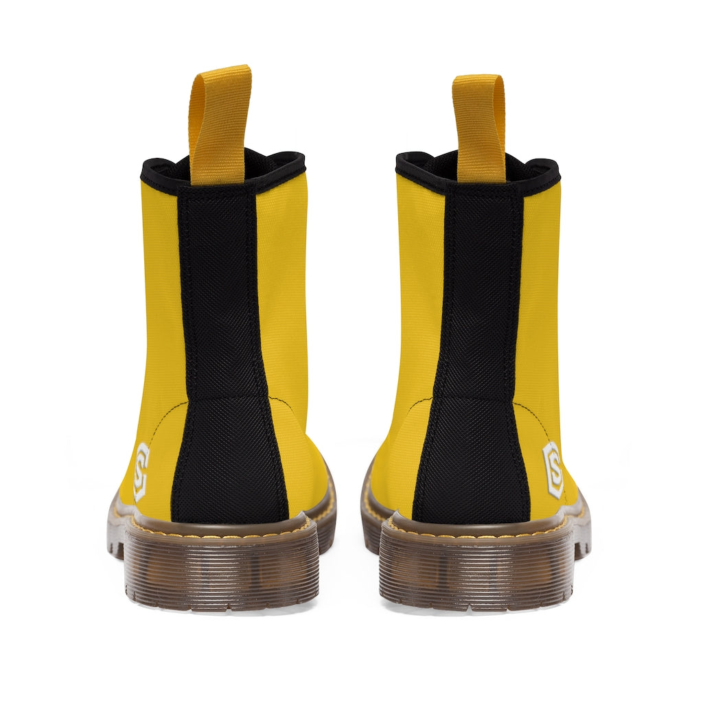 yellow Men's Canvas Boots White Logo