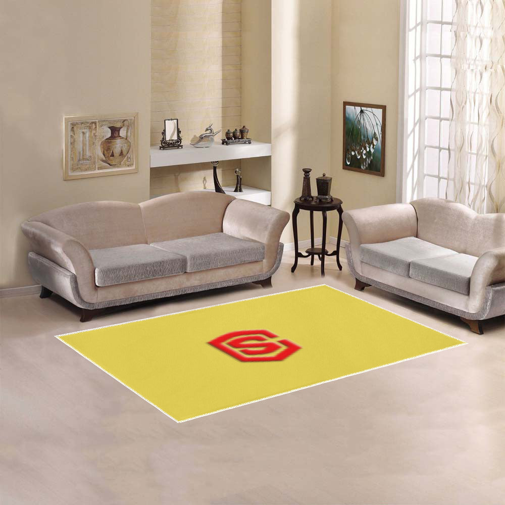 Yellow Area Rug Red Logo Area Rug 5' x 3.2'