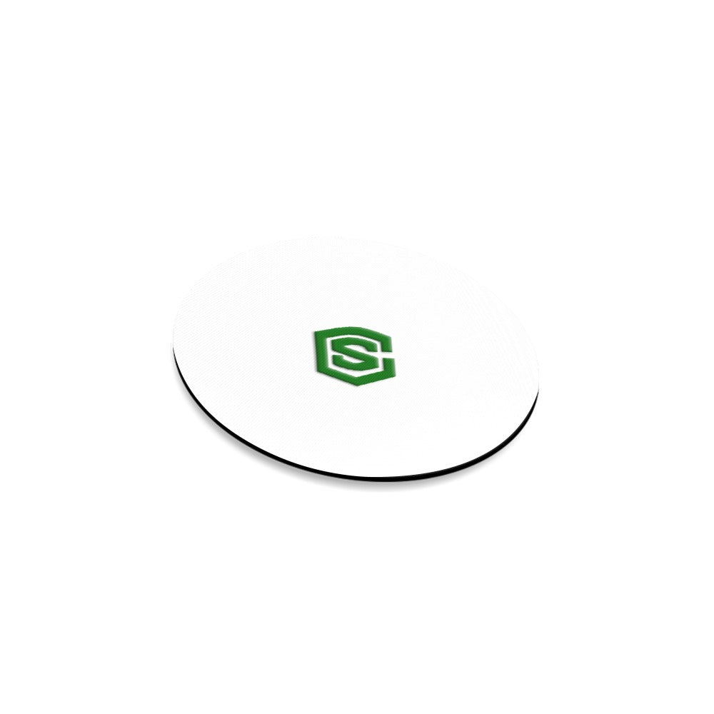 White Round Coaster with Green Logo Round Coaster