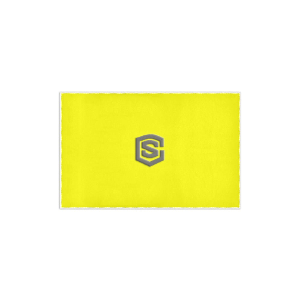 YELLOW SMALL AREA RUG WITH GRAY LOGO Area Rug 2.6' x 1.7'