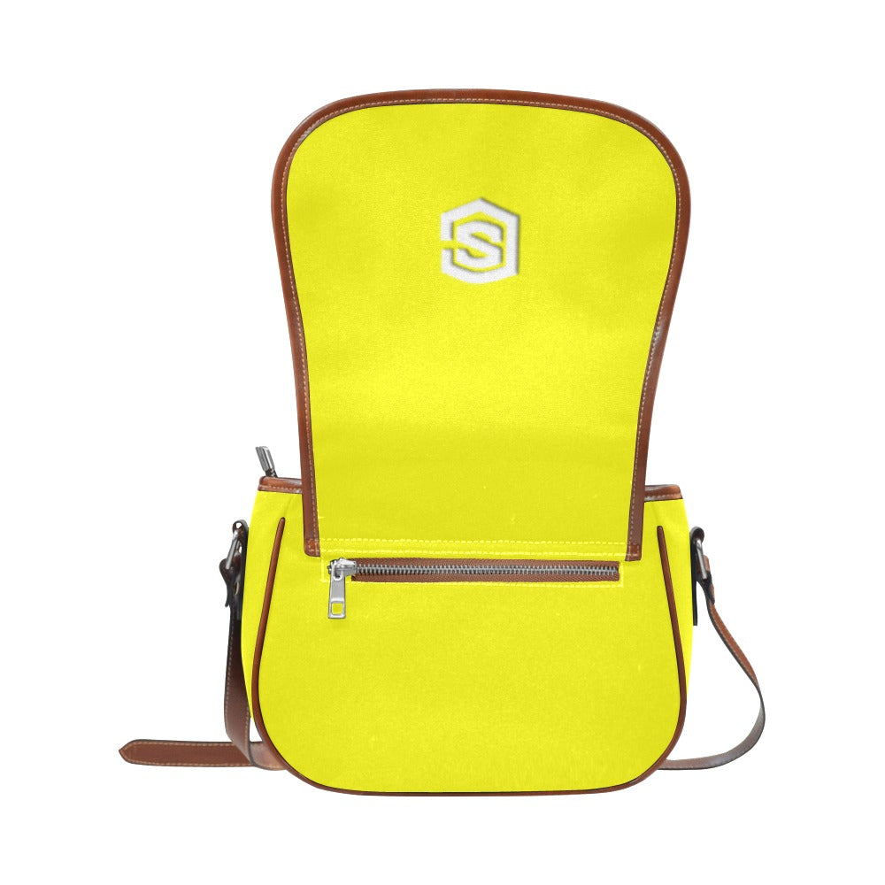 YELLOW Saddle Bag WITH WHITE LOGO Saddle Bag (Model 1649) (Small)