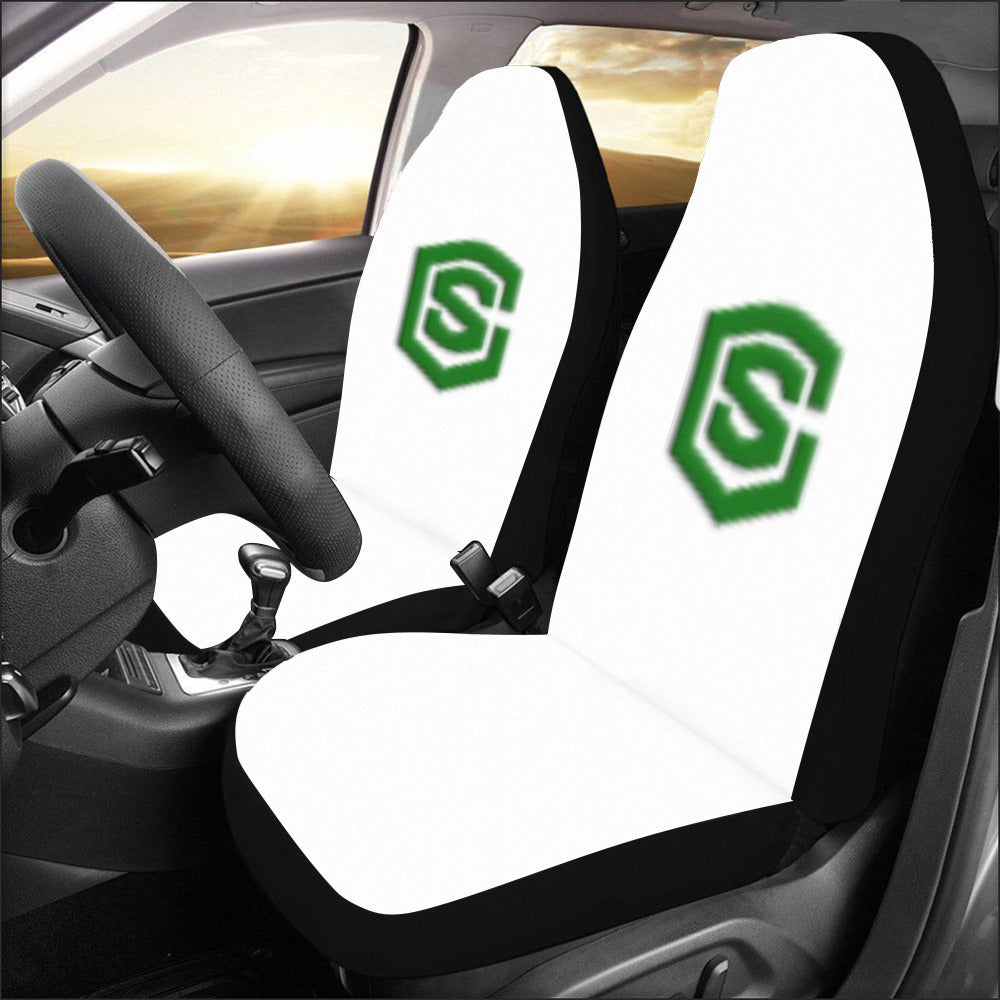 White Car Seat Covers Green Logo Car Seat Covers (Set of 2)