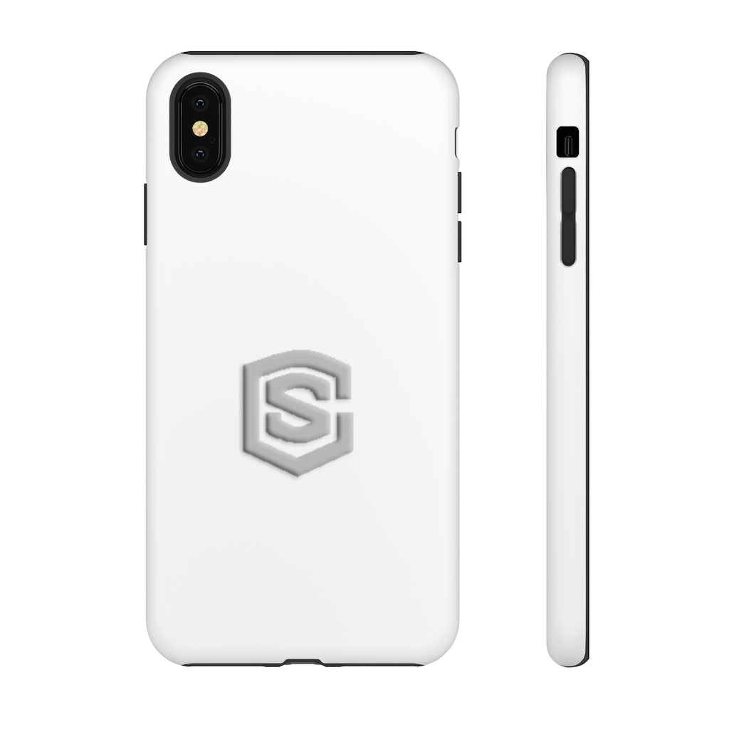 White Tough Cases Silver Logo