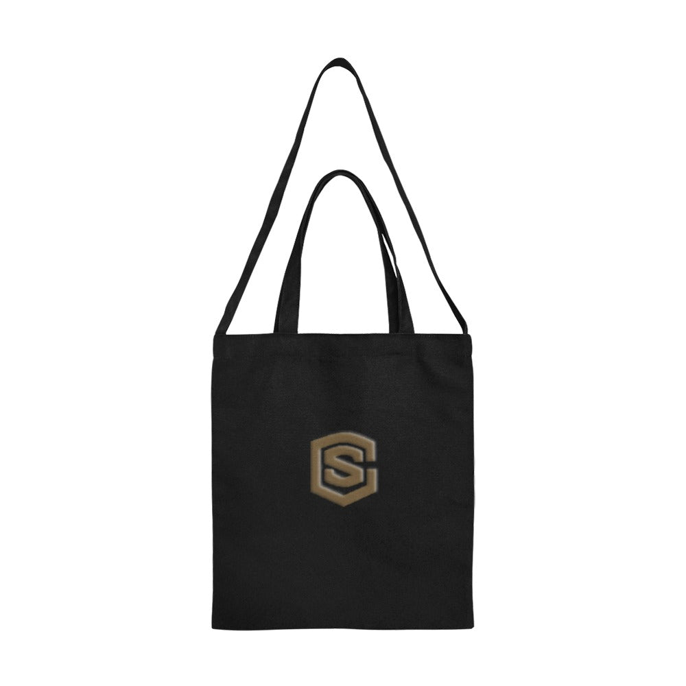 Black All Over Print Canvas Tote Bag With Brown Logo All Over Print Canvas Tote Bag(Model1698)(Medium)