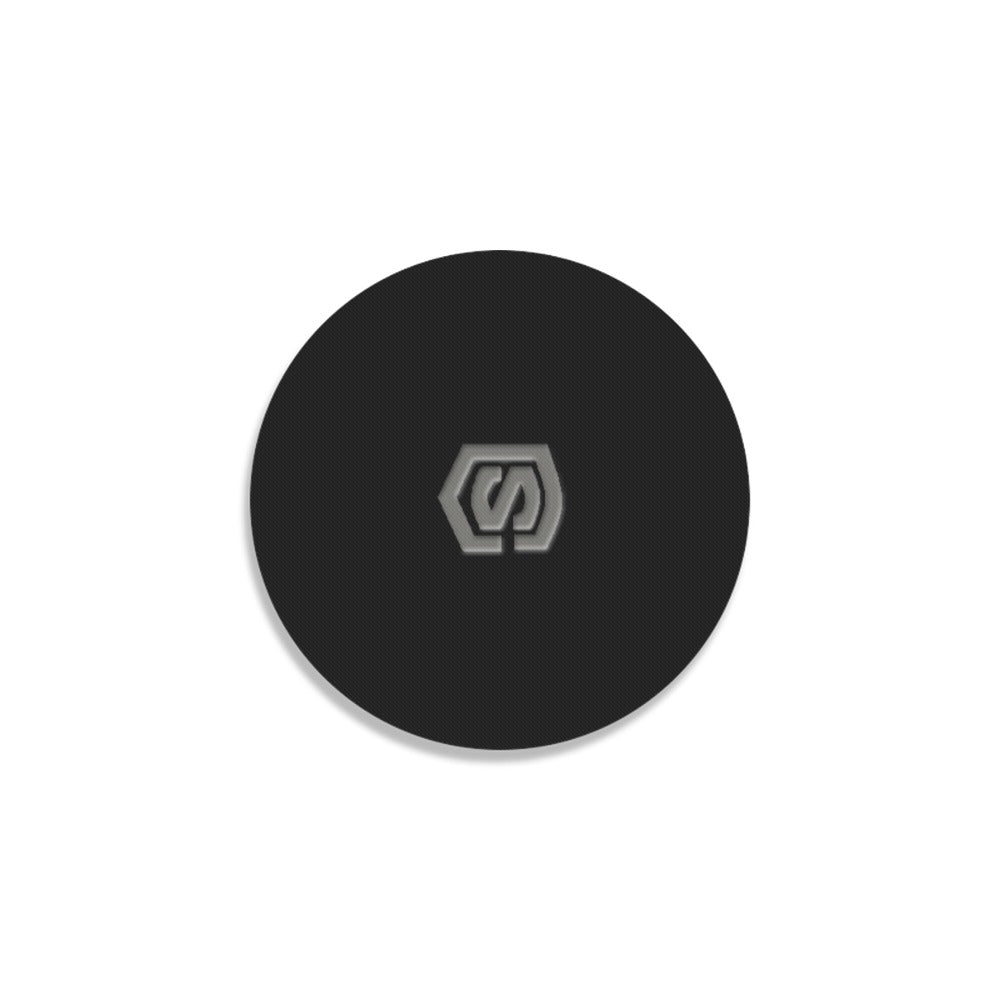 Black Round Coaster with Gray Logo Round Coaster