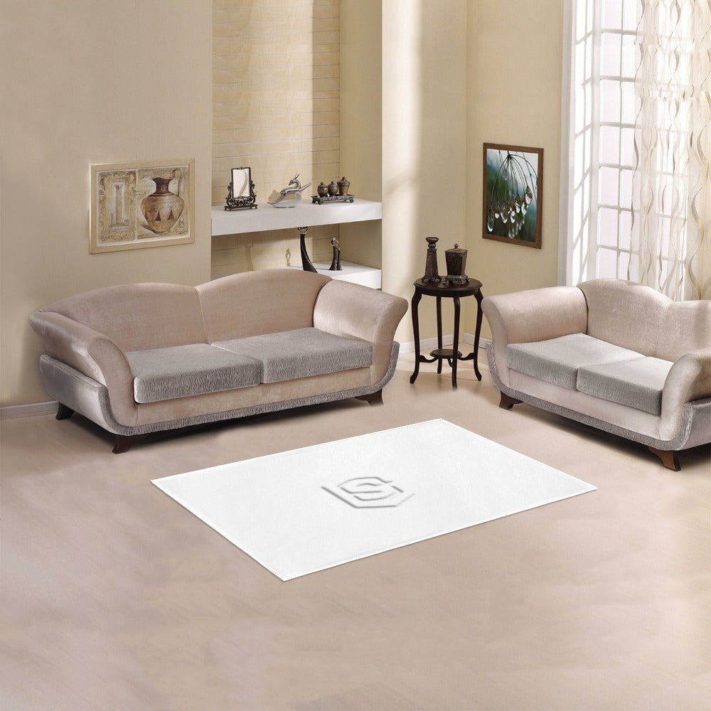White Area Rug 2.6' x 1.7' with White Logo Area Rug 2.6' x 1.7'