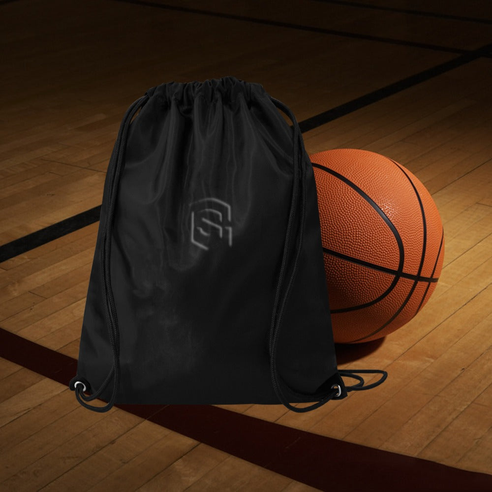 Black Drawstring Bags Large With Black Logo Drawstring Bags (Model 1604) (Large)