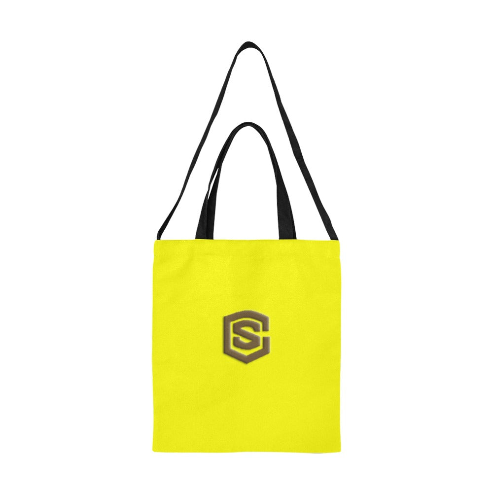 Yellow All Over Print Canvas Tote Bag With Brown Logo All Over Print Canvas Tote Bag(Model1698)(Medium)