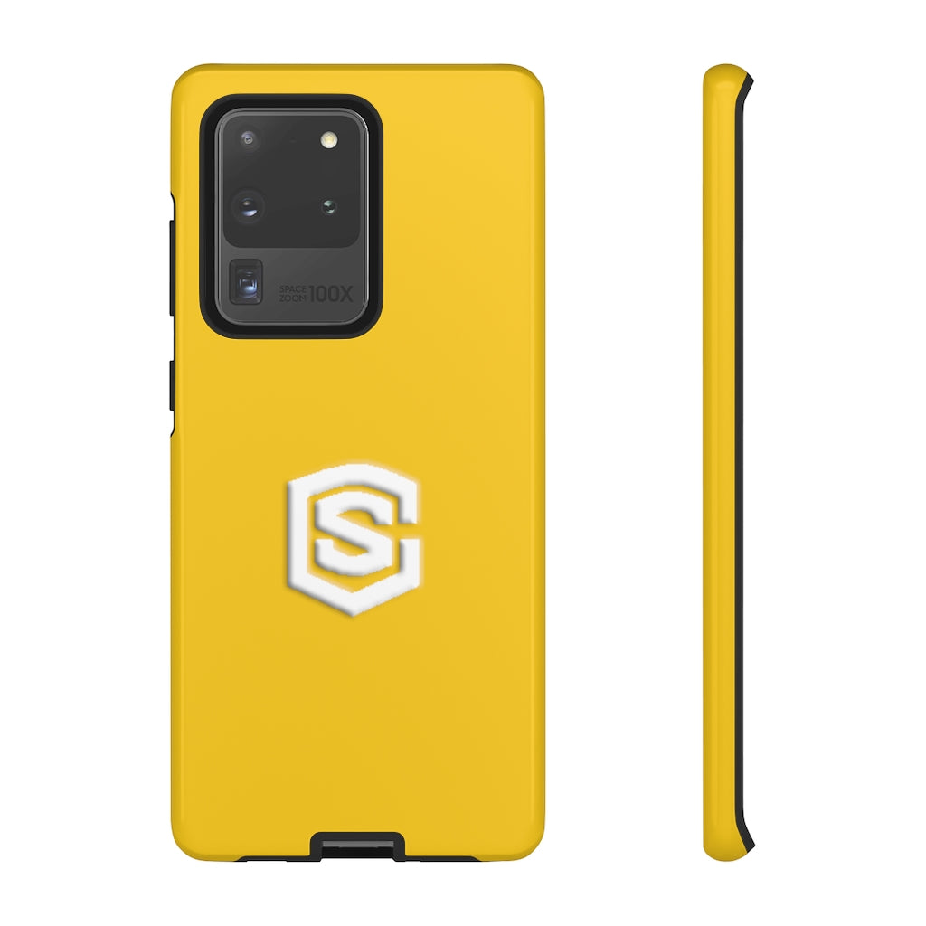 Yellow Tough Cases White Logo
