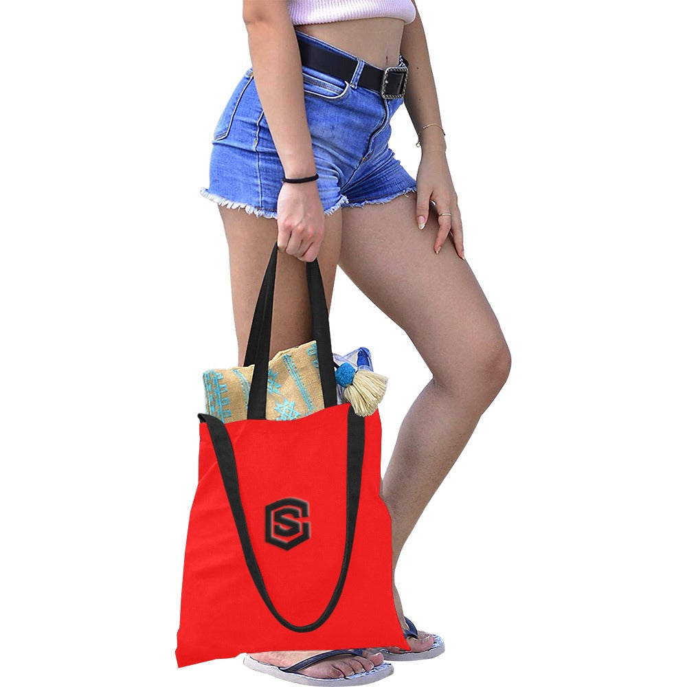 Red All Over Print Canvas Tote Bag With Black Logo All Over Print Canvas Tote Bag(Model1698)(Medium)