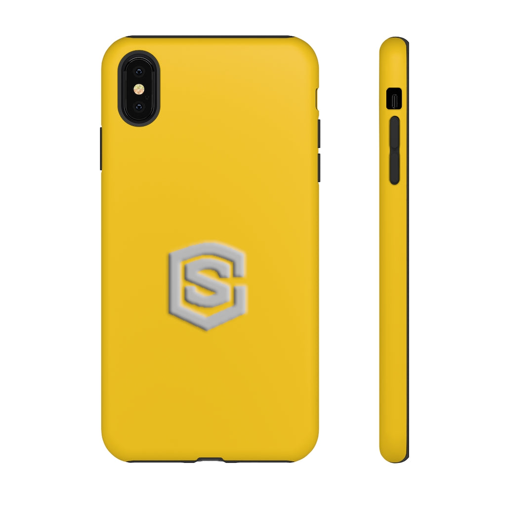 Yellow Tough Cases Silver Logo
