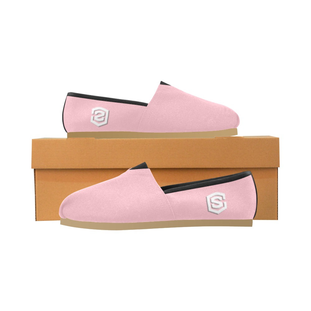 PINK casual shoes for women WITH WHITE LOGO Casual Canvas Women's Shoes (Model 004) (Designs are mirrored)