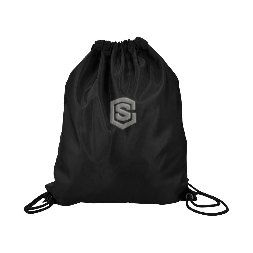 Black Drawstring Bags Large With Grey Logo Drawstring Bags (Model 1604) (Large)