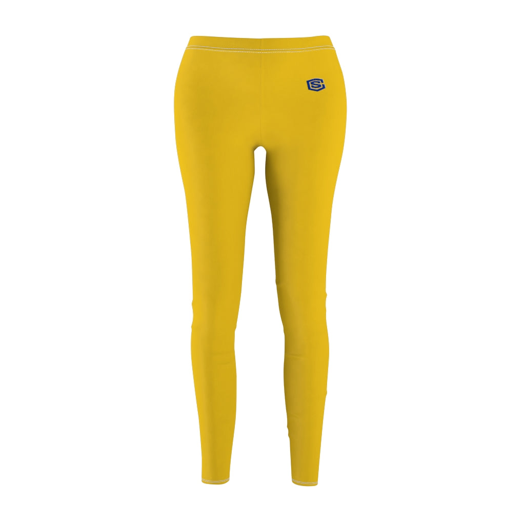 Yellow Women's Cut & Sew Casual Leggings Blue logo