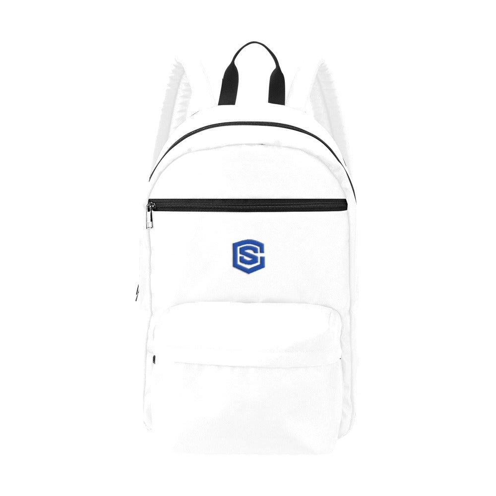White Travel Backpack With Blue Logo Travel Backpack(Large Capacity)(Model 1691)