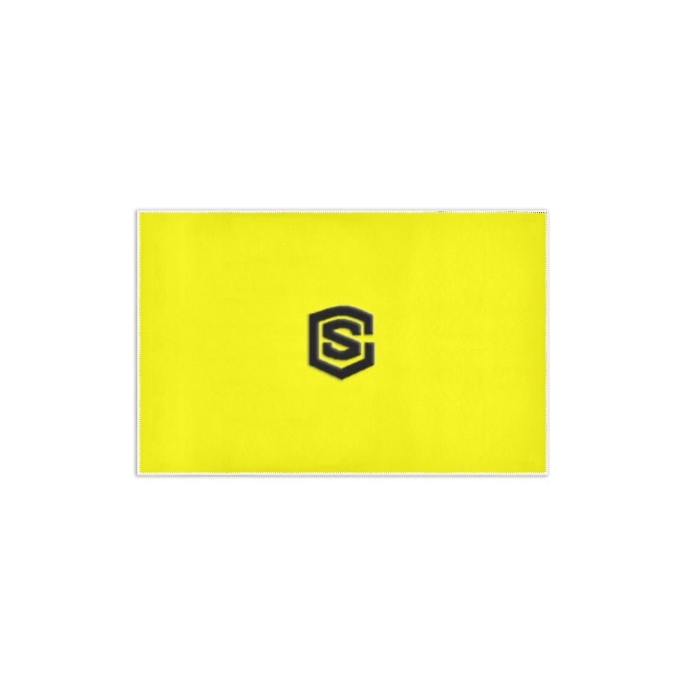YELLOW SMALL AREA RUG WITH BLACK LOGO Area Rug 2.6' x 1.7'