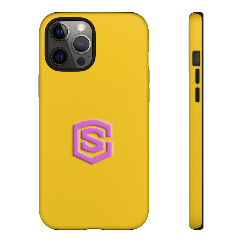 Yellow Tough Cases Pink Logo