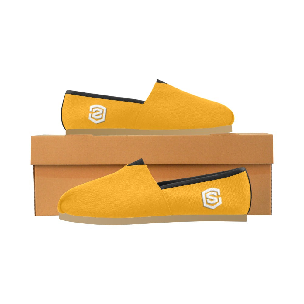 ORANGE casual shoes for women WITH WHITE LOGO Casual Canvas Women's Shoes (Model 004) (Designs are mirrored)