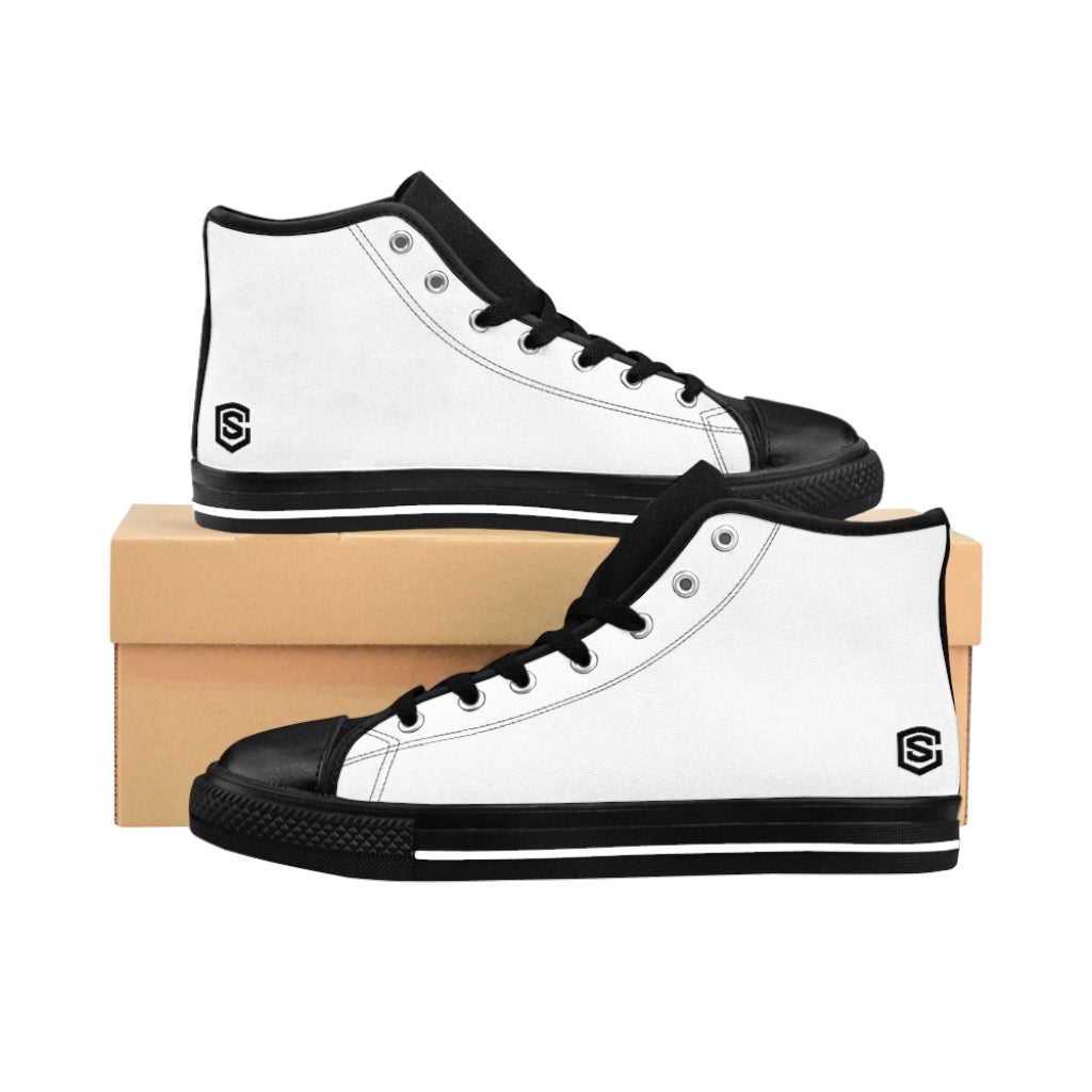 white Women's High-top Sneakers Black logo