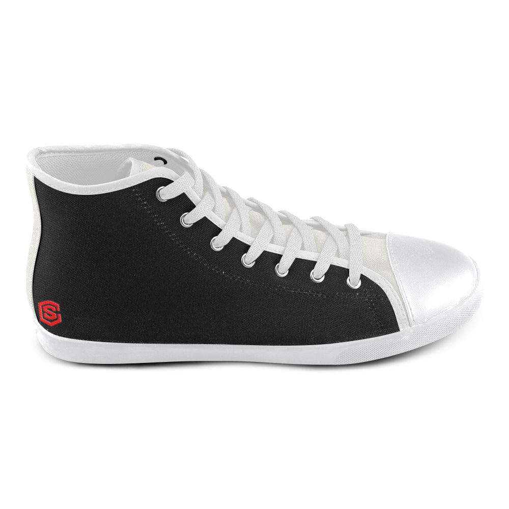 BLACK CANVAS KID SHOES red logo High Top Canvas Kid's Shoes (Model 002)