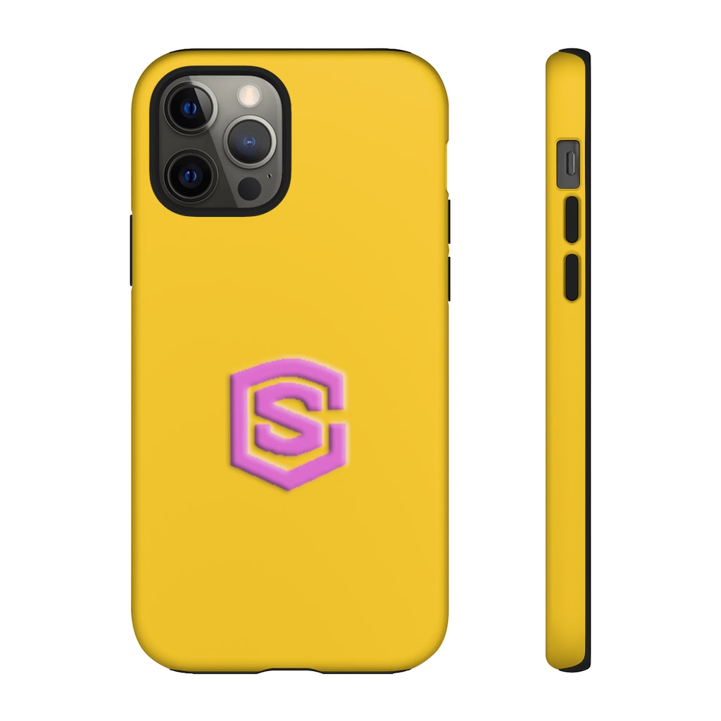 Yellow Tough Cases Pink Logo