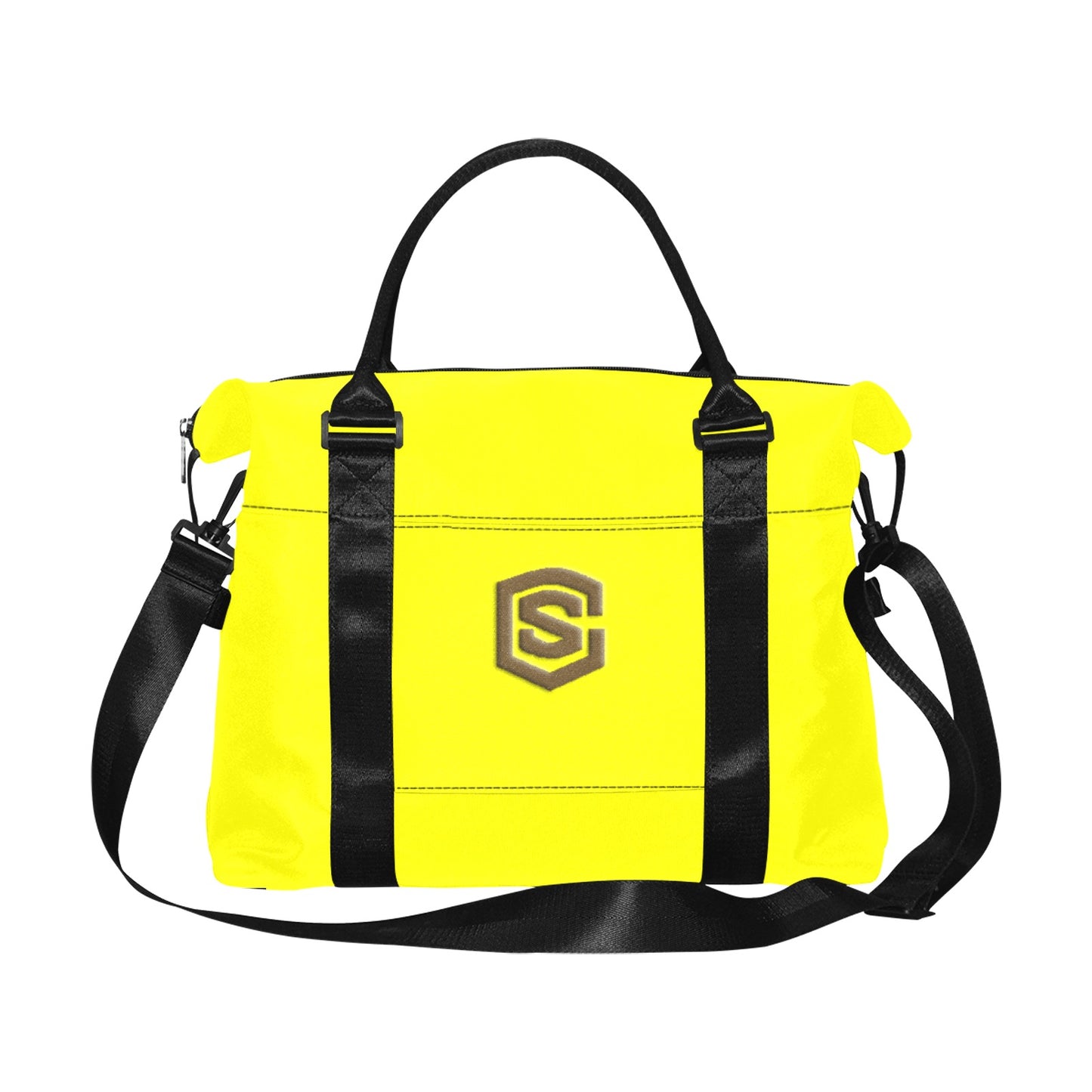 Yellow Large Capacity Duffle Bag With Brown Logo Large Capacity Duffle Bag(Model1715)