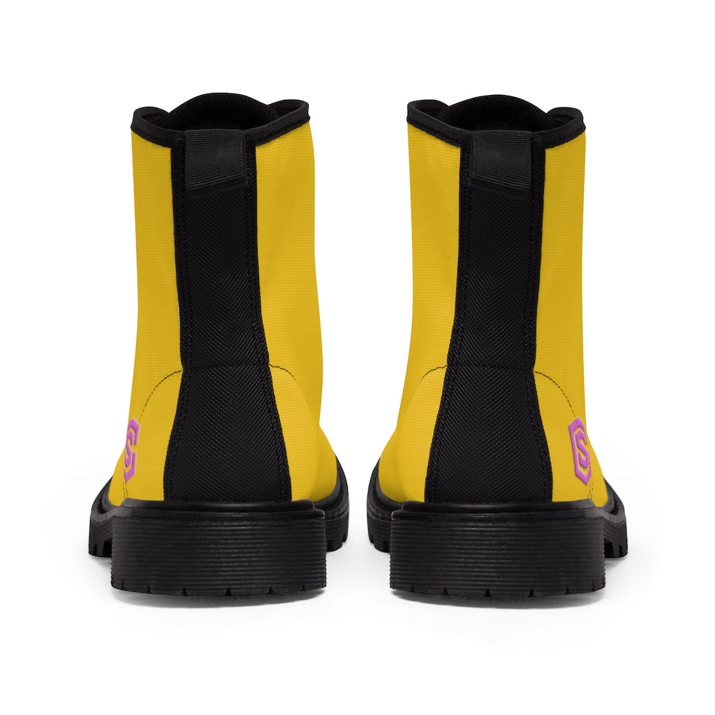 Yellow Men's Canvas Boots Violet Logo