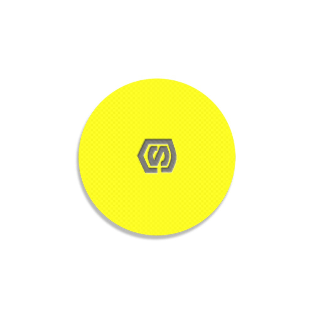 Yellow Round Coaster with Gray Logo Round Coaster