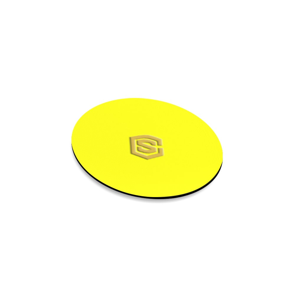 Yellow Round Coaster with Gold Logo Round Coaster