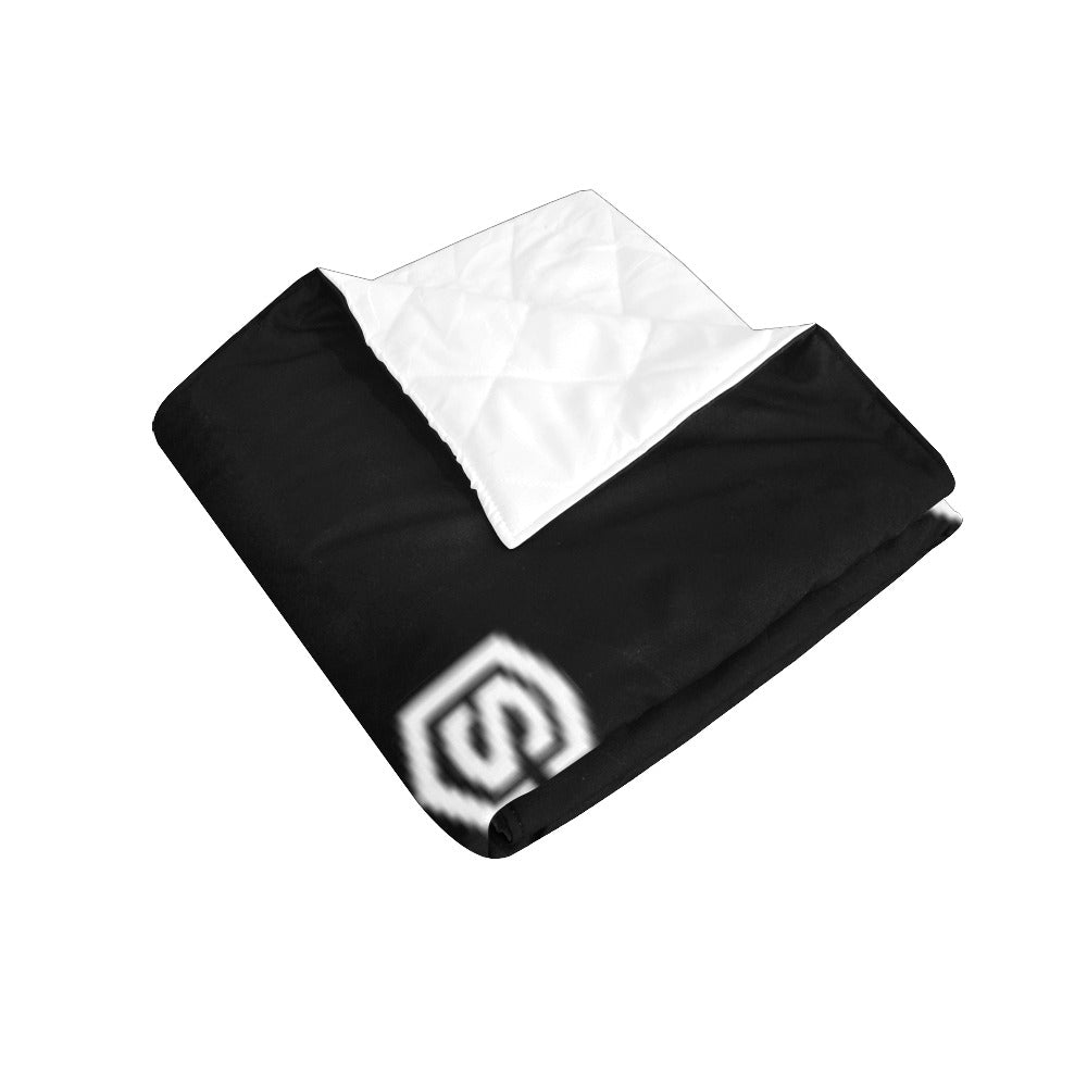 BLACK CISTOM QUILT WHITE LOGO Custom Quilt 70" x 80"
