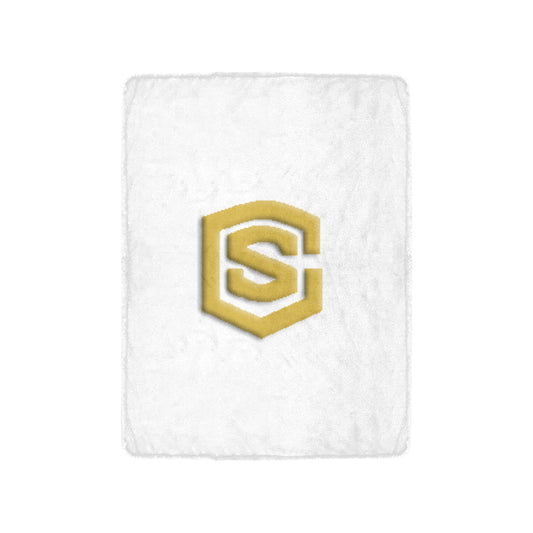 White Ultra-Soft Micro Fleece Blanket with Gold Logo Ultra-Soft Micro Fleece Blanket 30"x40"