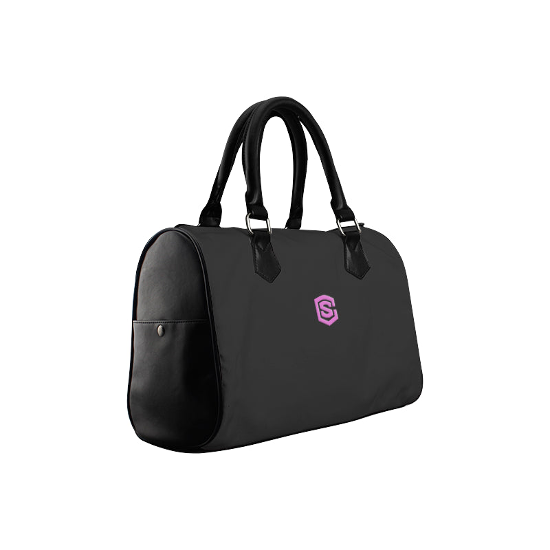 BLACK HANDBAG pink logo Boston Handbag (Model 1621)