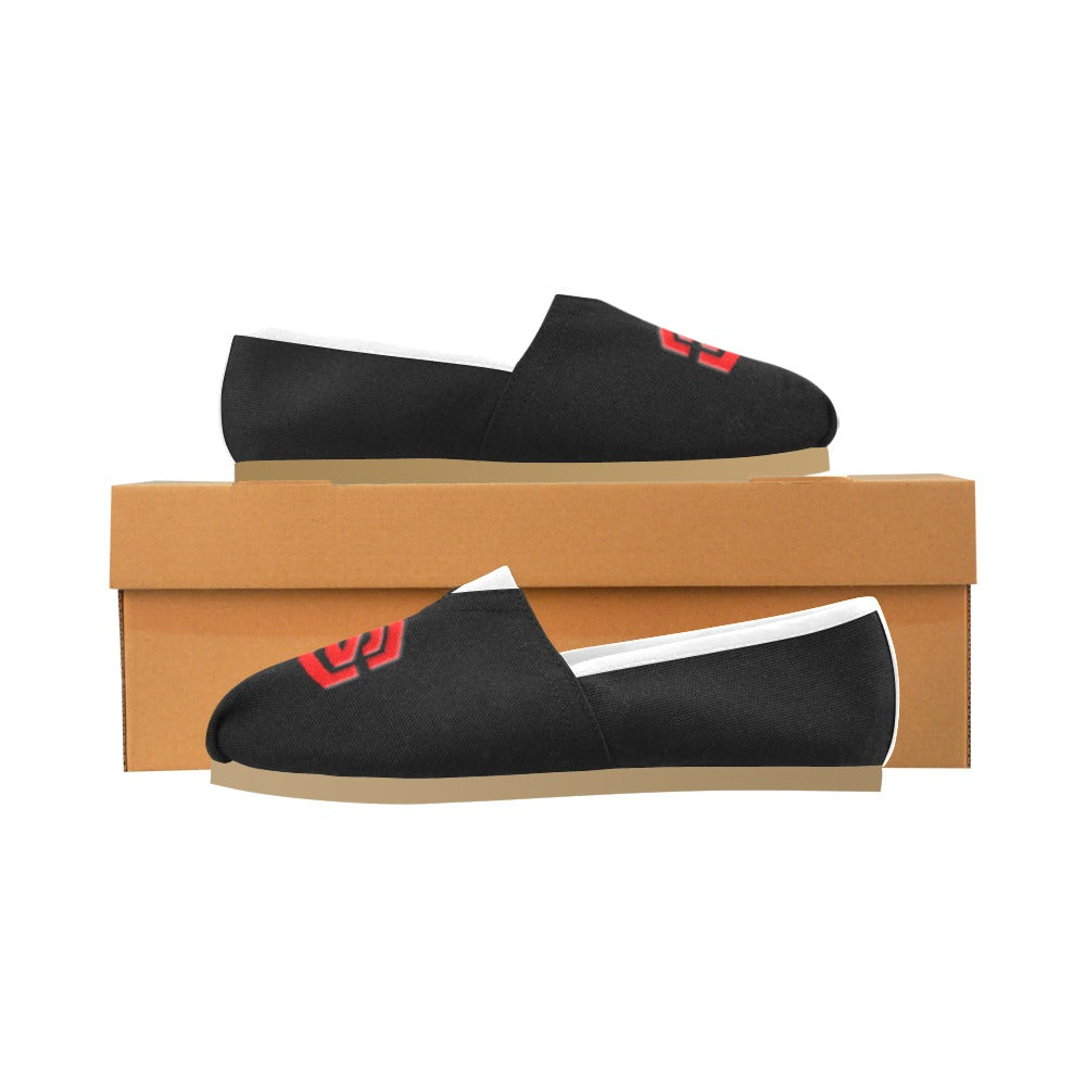 BLACK Casual Canvas Women's WITH RED LOGO Casual Canvas Women's Shoes (Model 004) (Designs are mirrored)