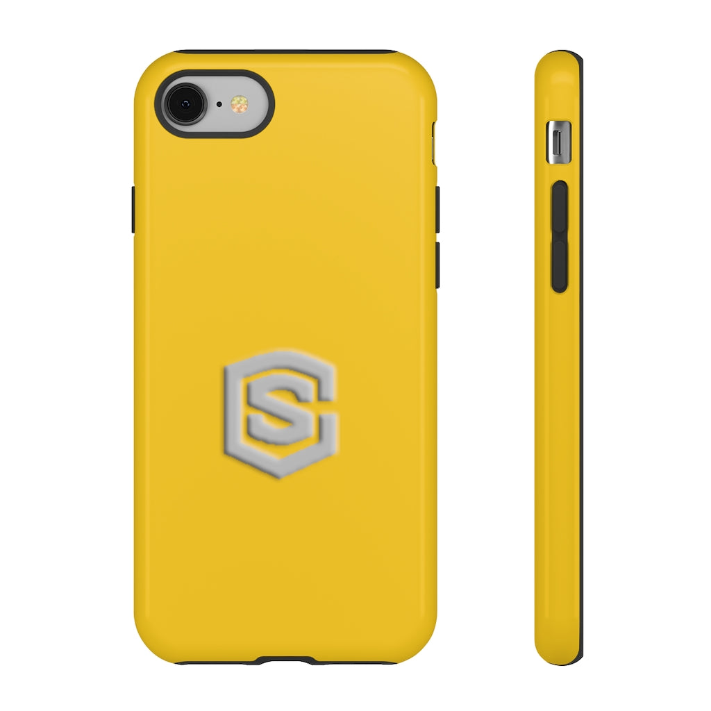 Yellow Tough Cases Silver Logo