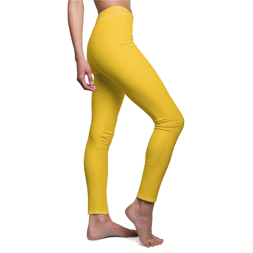 Yellow Women's Cut & Sew Casual Leggings Black logo