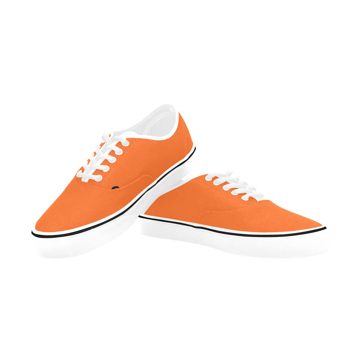 black logo Classic Women's Canvas Low Top Shoes (Model E001-4)