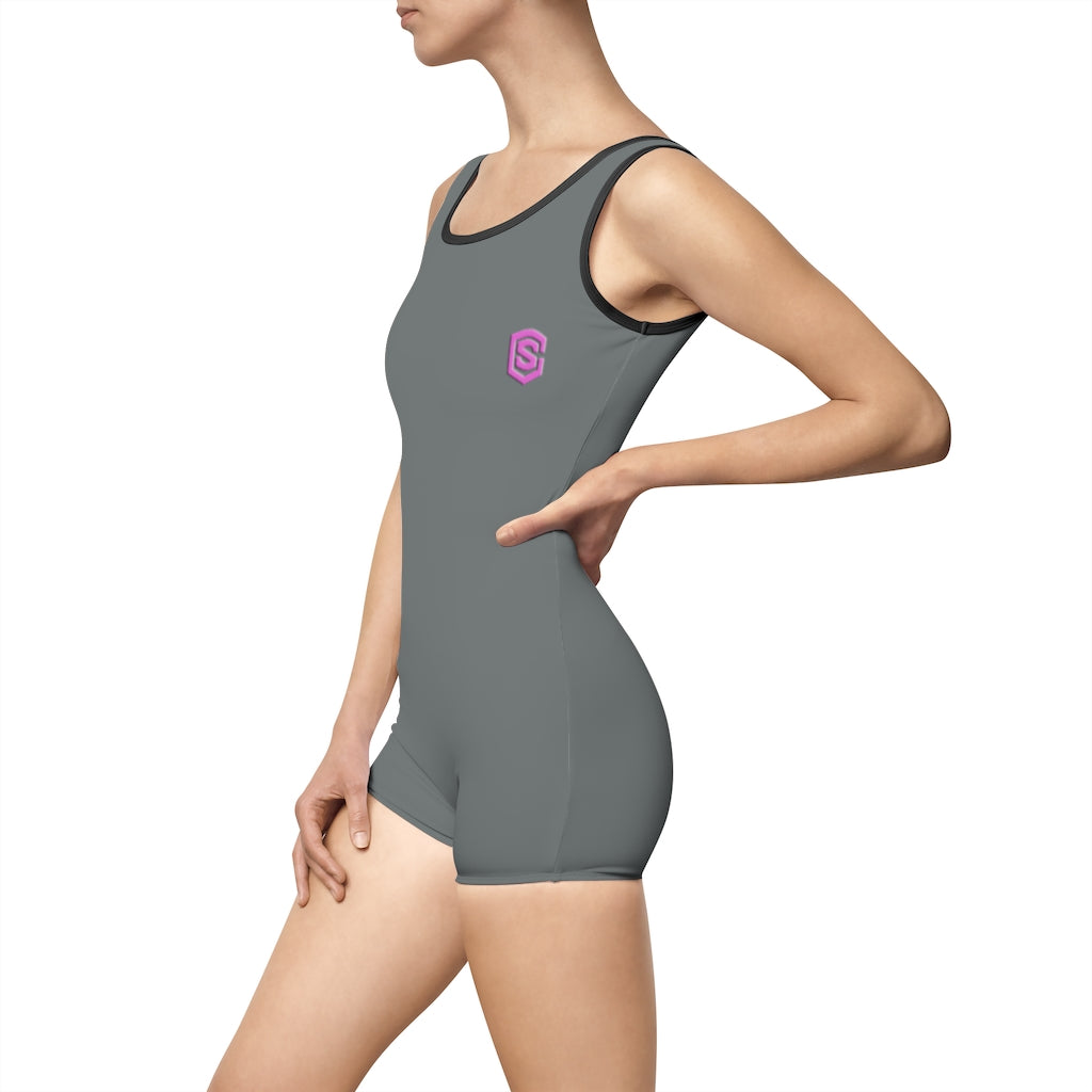 Grey Women's Vintage Swimsuit Pink Logo