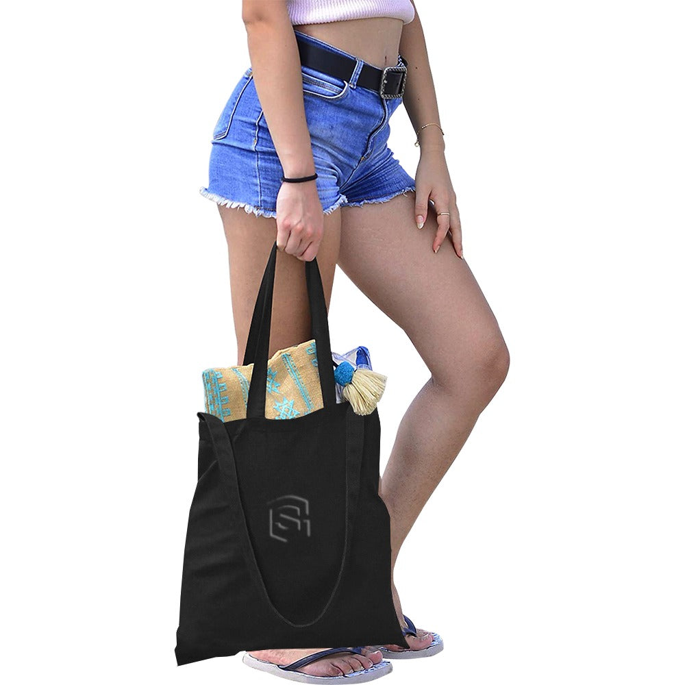 Black All Over Print Canvas Tote Bag With Black Logo All Over Print Canvas Tote Bag(Model1698)(Medium)