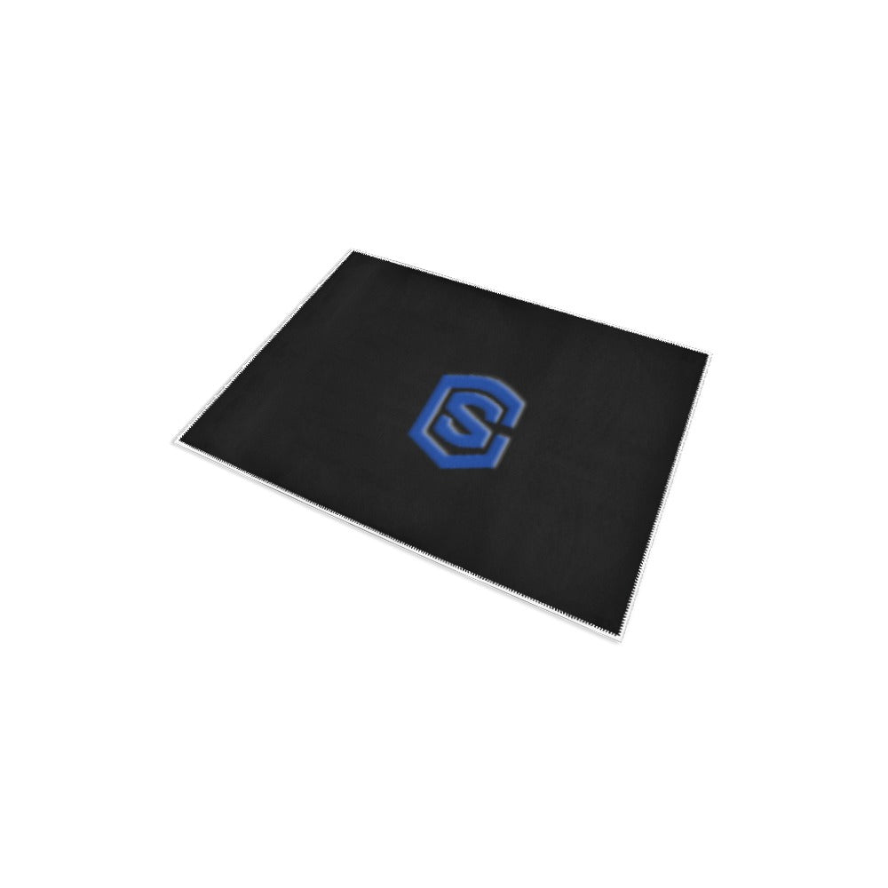 Black Area Rug 2.6' x 1.7' with Blue Logo Area Rug 2.6' x 1.7'